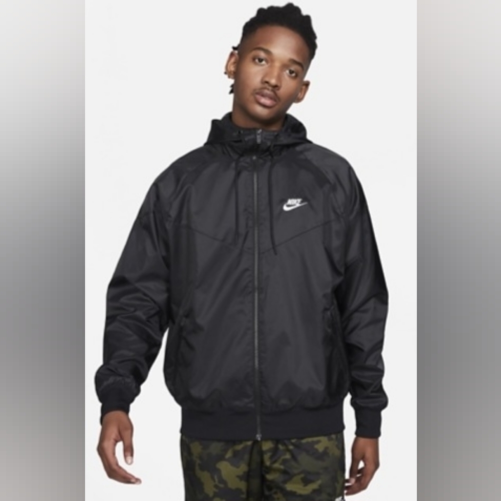 NIKE AIR WOVEN WINDRUNNER LINED HOODED JACKET BLACK MEN US SIZE XXL NEW IN BAG